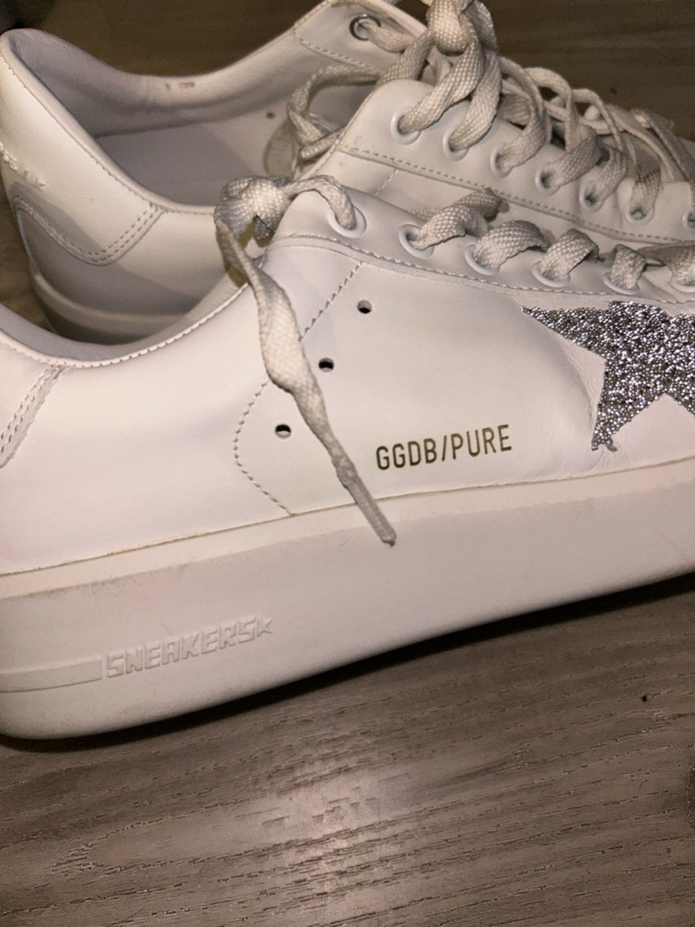 Women’s Purestar in white leather with silver Swarovski crystal star Size 41 - Picture 13 of 14
